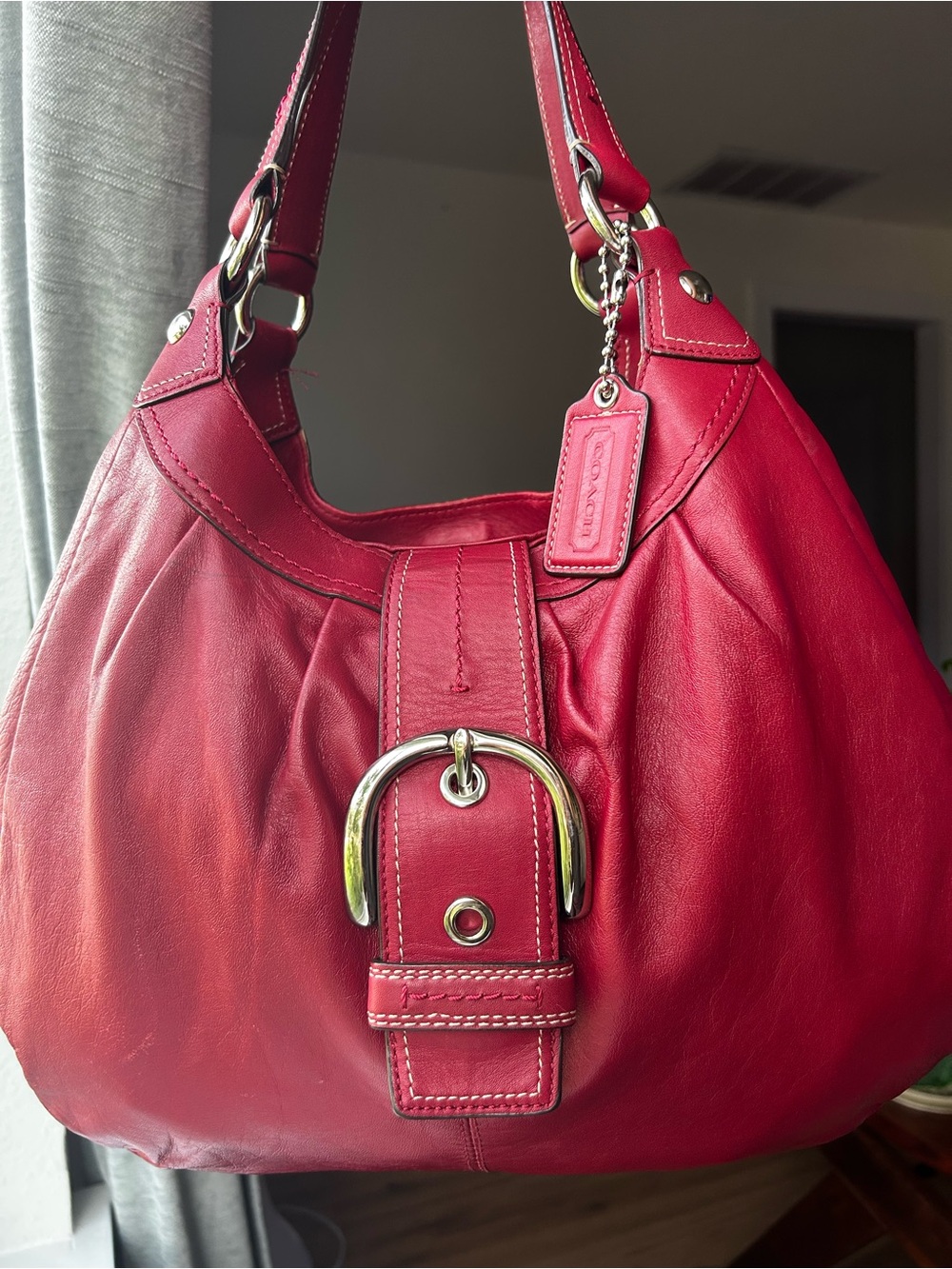 Coach Lynn SoHo in Cherry Red Leather